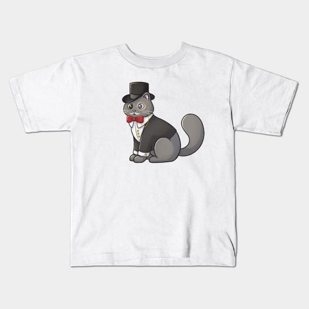 Cat In A Hat Kids T-Shirt by Meowrye